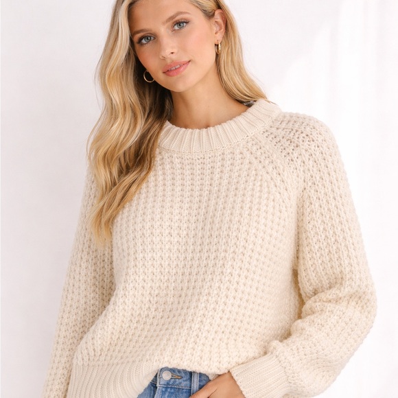Simons Sweaters - Simons Twik Small Cream Textured Knit Sweater